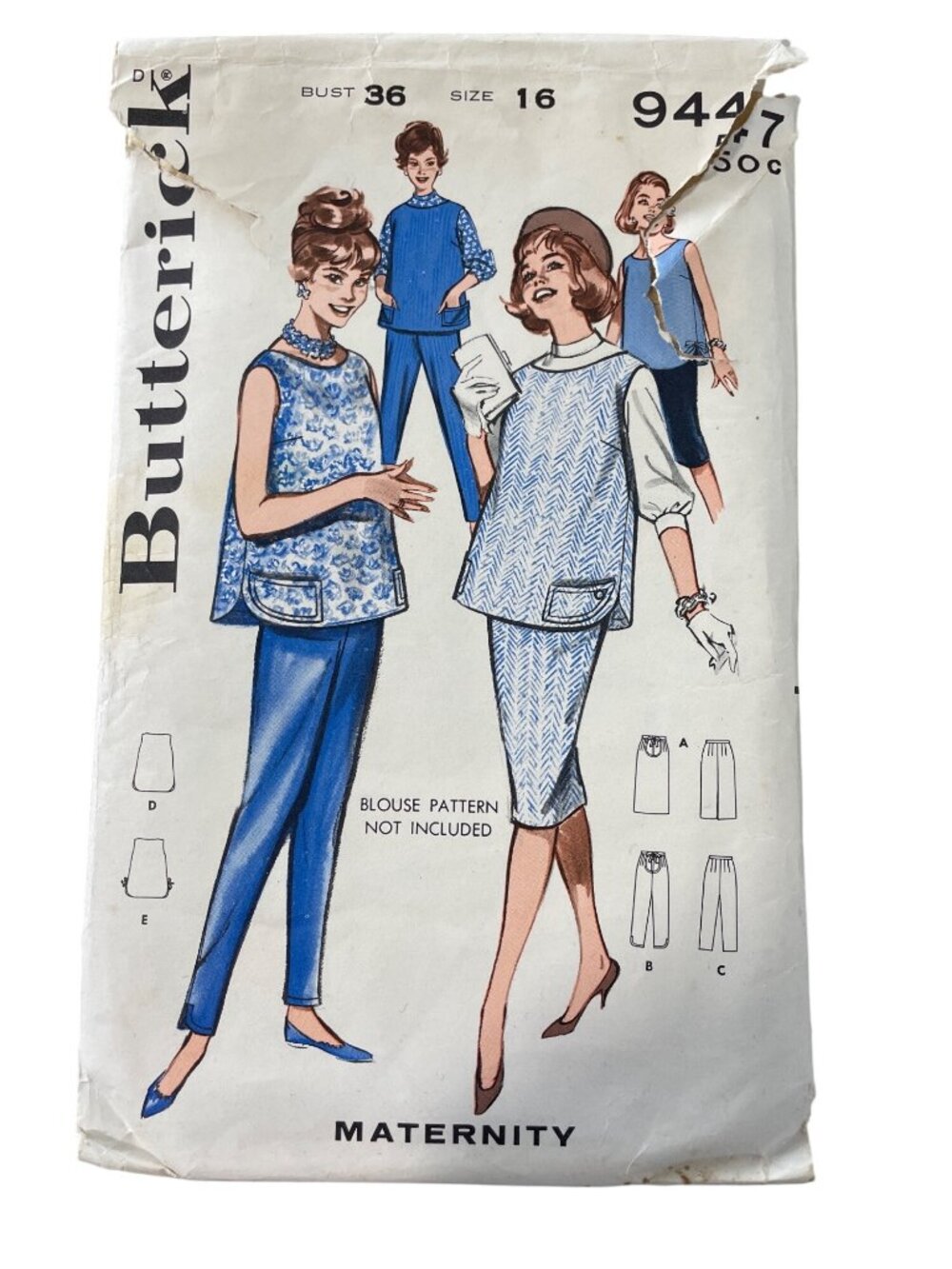 Vintage Butterick 9447 Sewing Pattern Size 16 Bust 36 Maternity Coordinates CUT